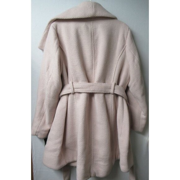 Steve Madden Wool Blend Waffle Knit Belted Peacoat Size 1X Light Blush Pink NEW - Picture 8 of 10